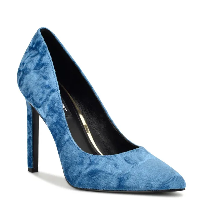 Tatiana Pointy Toe Pumps Blue Velvet Women Nine West Pumps Tatiana Pointy Toe Pumps Blue Velvet Women Nine West Pumps