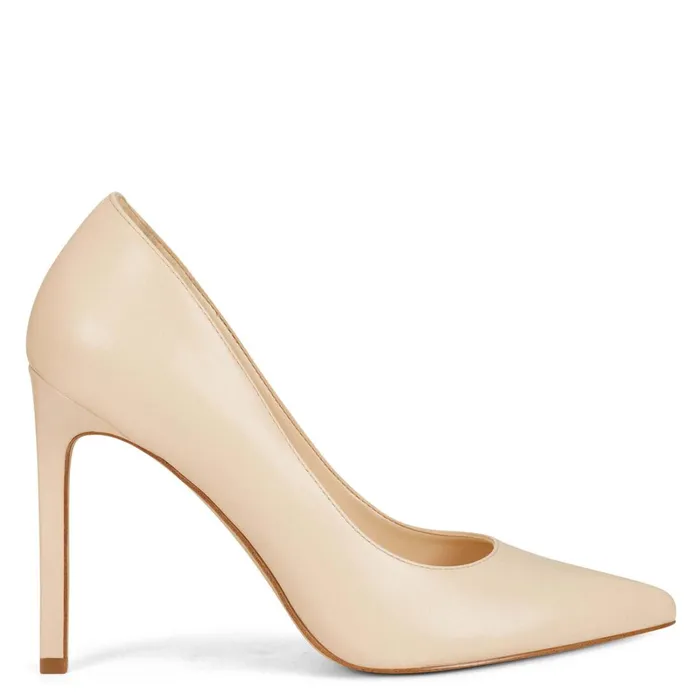 Tatiana Pointy Toe Pumps Ivory Leather Women Nine West High