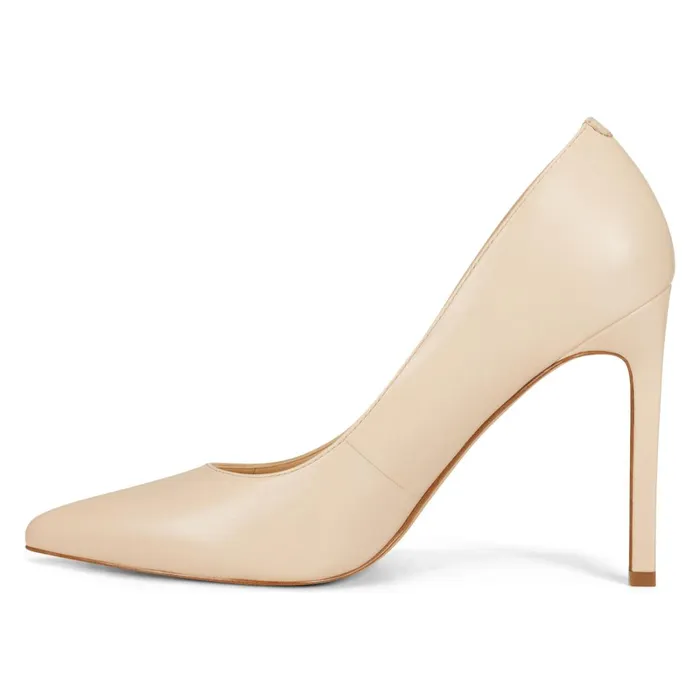 Tatiana Pointy Toe Pumps Ivory Leather Women Nine West High Tatiana Pointy Toe Pumps Ivory Leather Women Nine West High