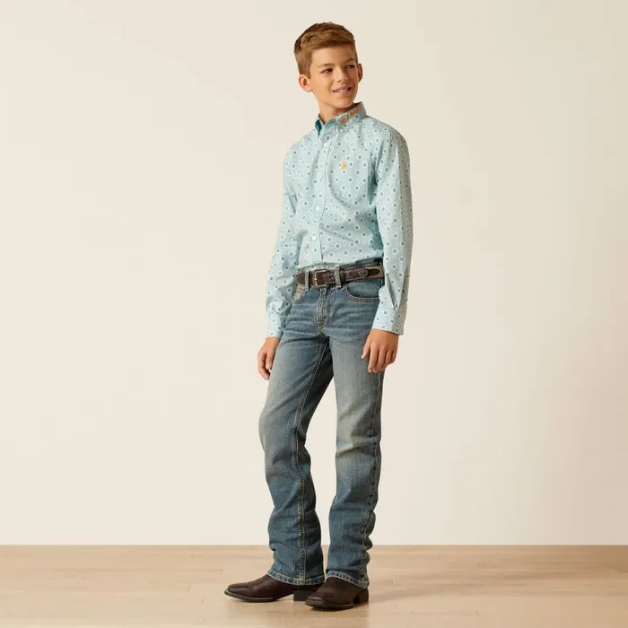 Team Colton Classic Fit Shirt Aqua Kids Ariat Button Down Shirts Team Colton Classic Fit Shirt Aqua Kids Ariat Button Down Shirts