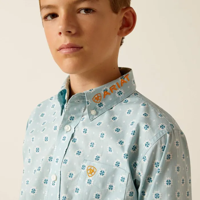 Team Colton Classic Fit Shirt Aqua Kids Ariat Button Down Shirts Team Colton Classic Fit Shirt Aqua Kids Ariat Button Down Shirts