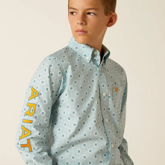 Team Colton Classic Fit Shirt Aqua Kids Ariat Button Down Shirts Team Colton Classic Fit Shirt Aqua Kids Ariat Button Down Shirts