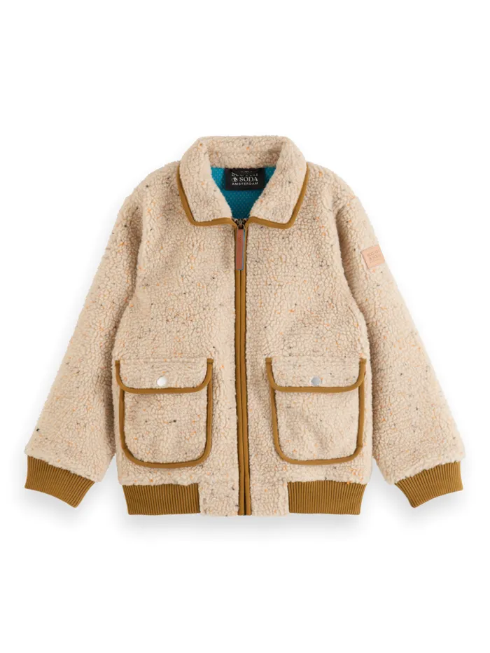 TEDDY JACKET WITH COLOURFUL NEPS Ecru Kids Scotch and Soda Jackets and Coats