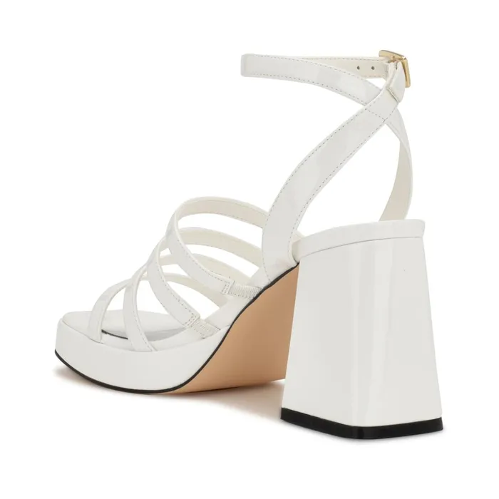 Teriss Strappy Platform Sandals White Patent Women Nine West Dress