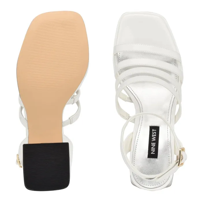 Teriss Strappy Platform Sandals White Patent Women Nine West Dress