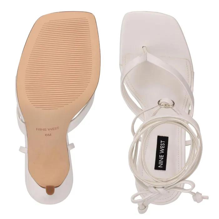 Terrie Ankle Wrap Heeled Sandals White Women Nine West High Heels Terrie Ankle Wrap Heeled Sandals White Women Nine West High Heels