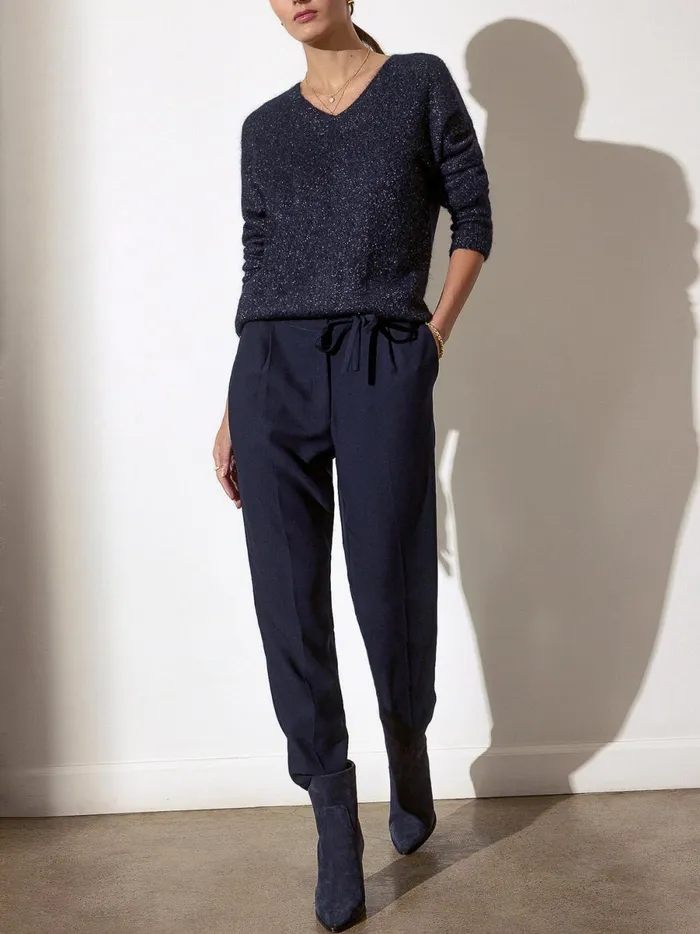 The Allery VNeck Sweater Baltic Metallic Women Brochu Walker Sweaters