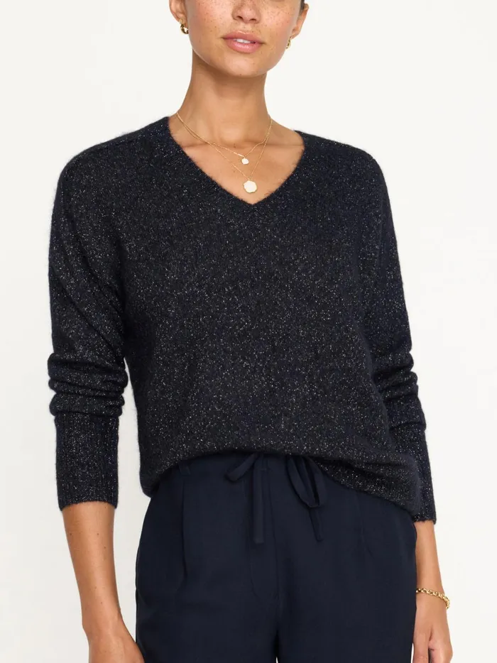 The Allery VNeck Sweater Baltic Metallic Women Brochu Walker Sweaters