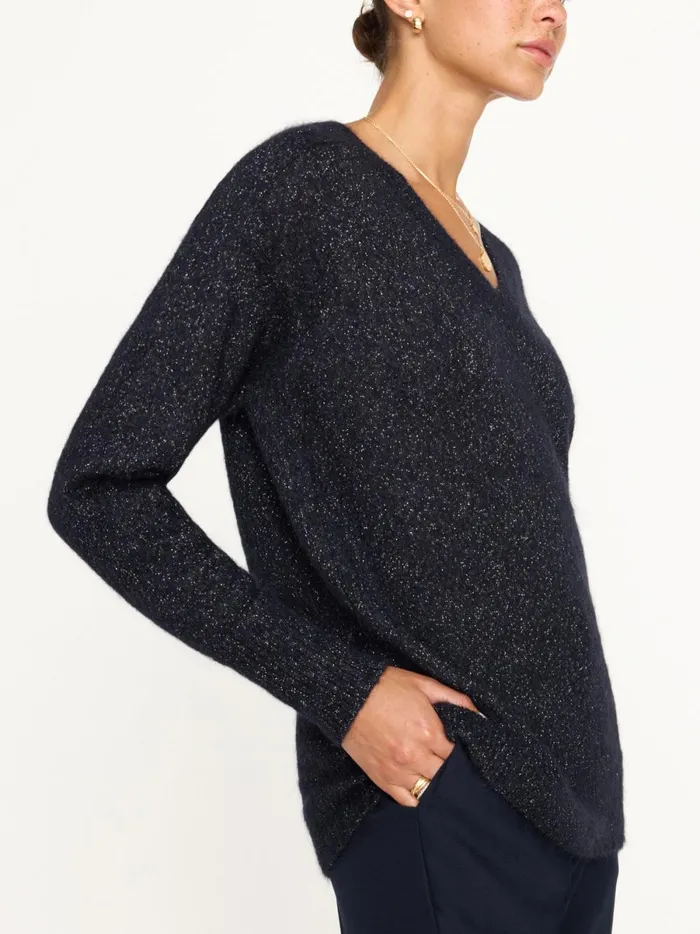 The Allery VNeck Sweater Baltic Metallic Women Brochu Walker Sweaters