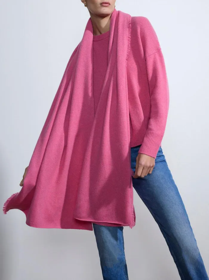 The Cashmere Fringe Wrap Aster Pink Women Brochu Walker Jackets and Wraps