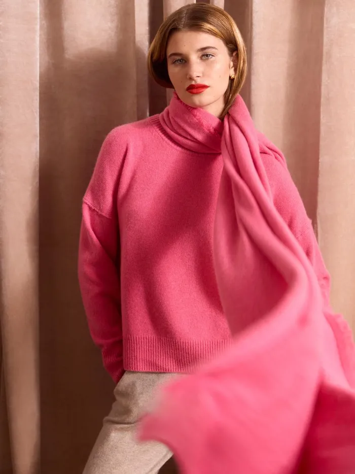 The Cashmere Fringe Wrap Aster Pink Women Brochu Walker Jackets and Wraps