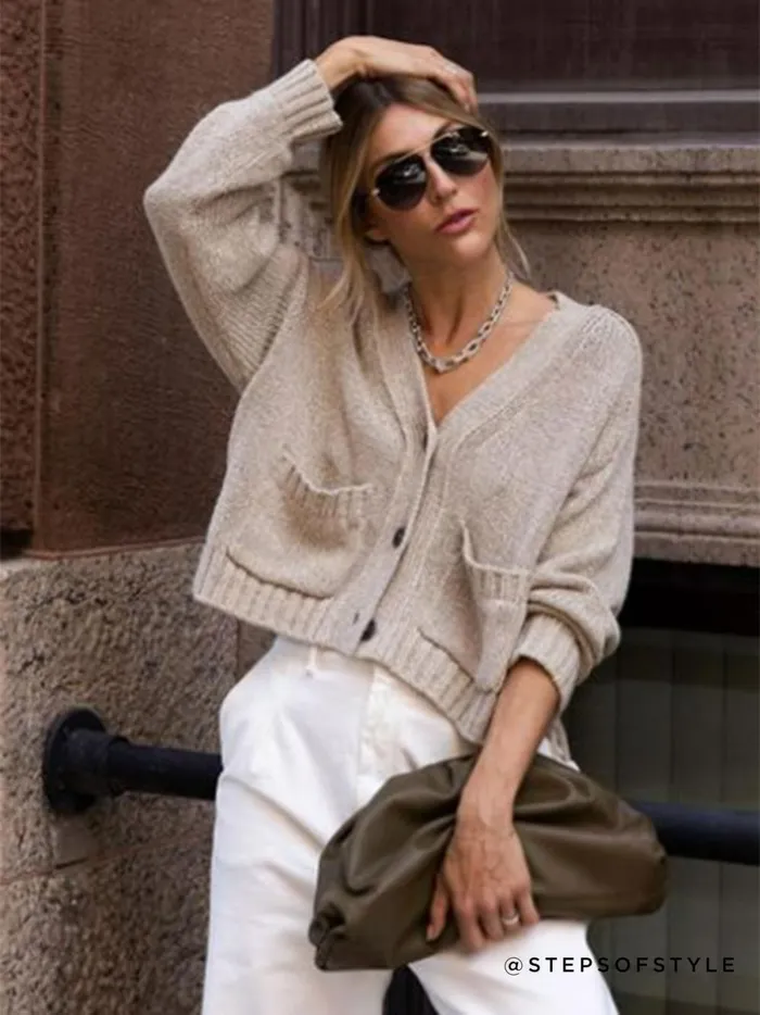 The Cropped Cardigan Ecru Multi Women Brochu Walker Cardigans