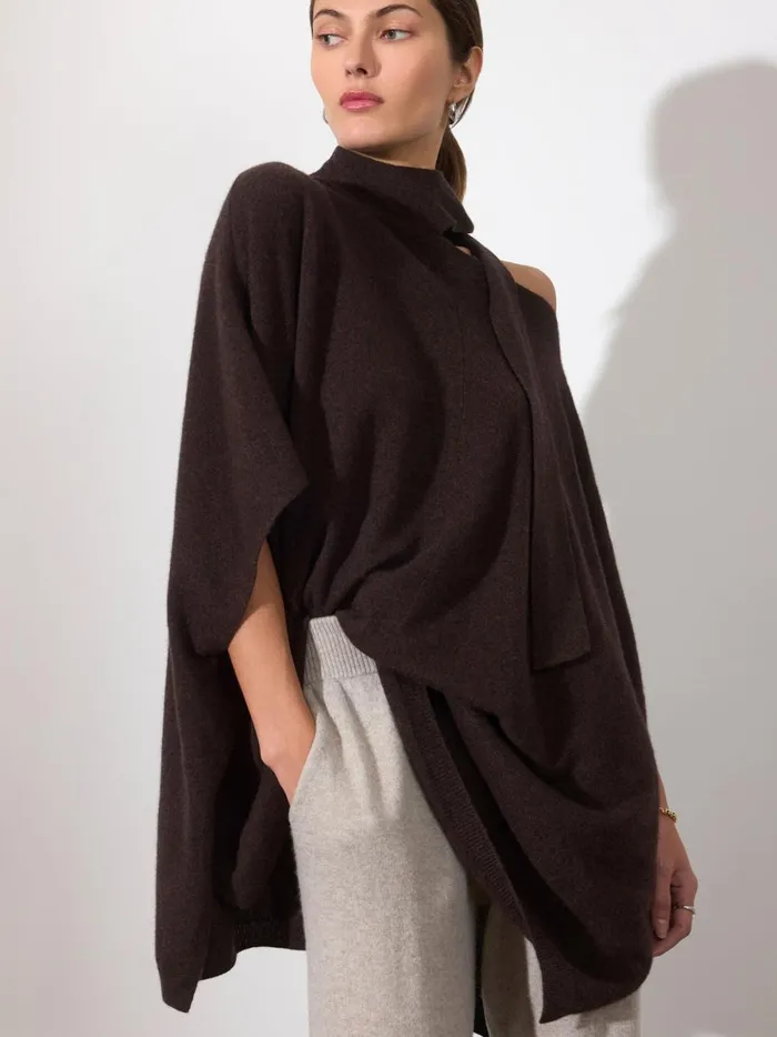 The Dalian Cashmere Poncho Carob Melange Women Brochu Walker Loungewear
