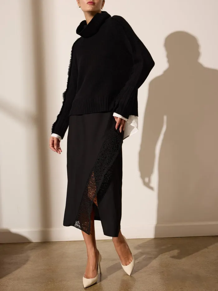The Jolie Fringe Layered Looker Black Onyx With White Underlayer Women Brochu Walker Sweaters