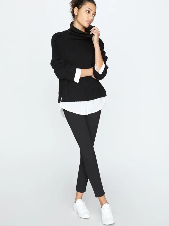 The Jolie Fringe Layered Looker Black Onyx With White Underlayer Women Brochu Walker Sweaters