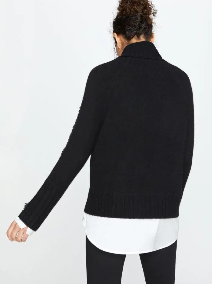 The Jolie Fringe Layered Looker Black Onyx With White Underlayer Women Brochu Walker Sweaters