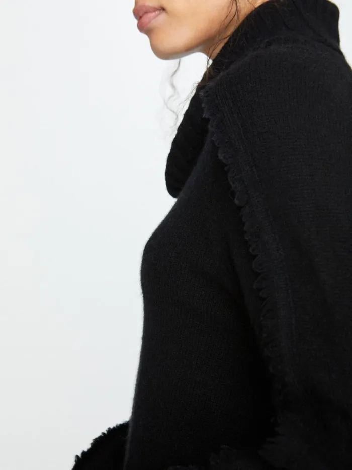 The Jolie Fringe Layered Looker Black Onyx With White Underlayer Women Brochu Walker Sweaters