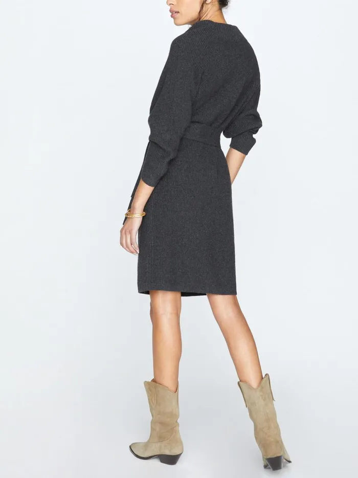 The Leith Belted Dress Dark Charcoal Melange Women Brochu Walker Dresses