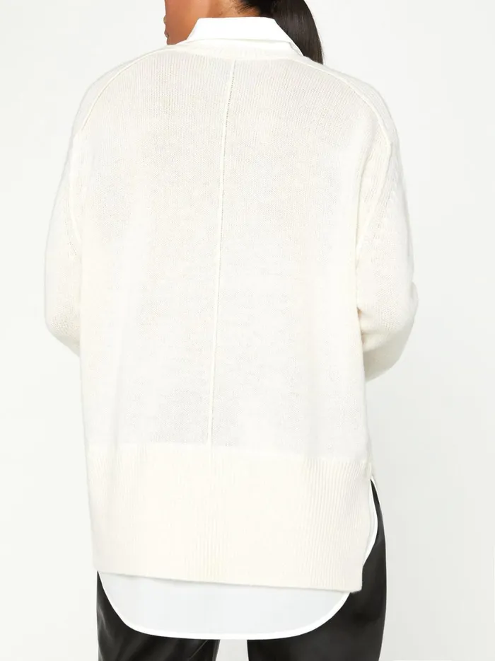 The Looker Layered VNeck Almond With White Underlayer Women Brochu Walker Sweaters