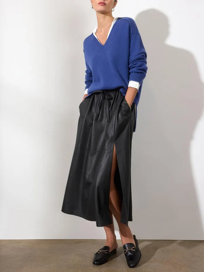 The Looker Layered VNeck Sail Blue With White Underlayer Women Brochu Walker Sweaters