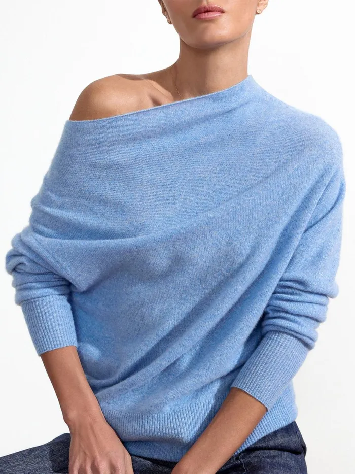 The Lori Off Shoulder Air Blue Melange Women Brochu Walker Sweaters