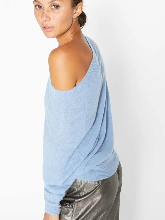The Lori Off Shoulder Air Blue Melange Women Brochu Walker Sweaters