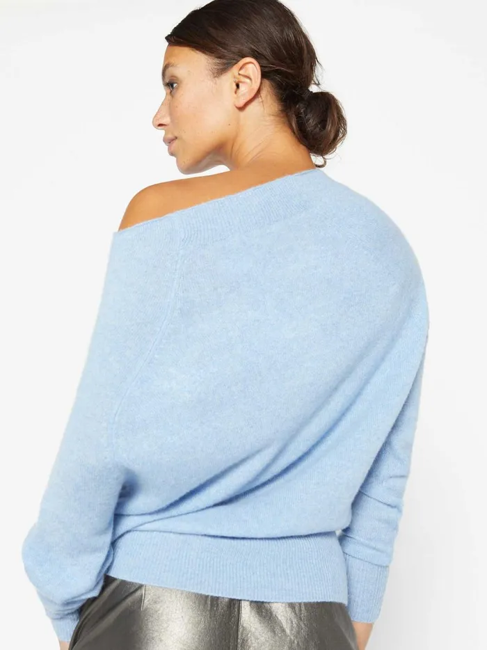 The Lori Off Shoulder Air Blue Melange Women Brochu Walker Sweaters