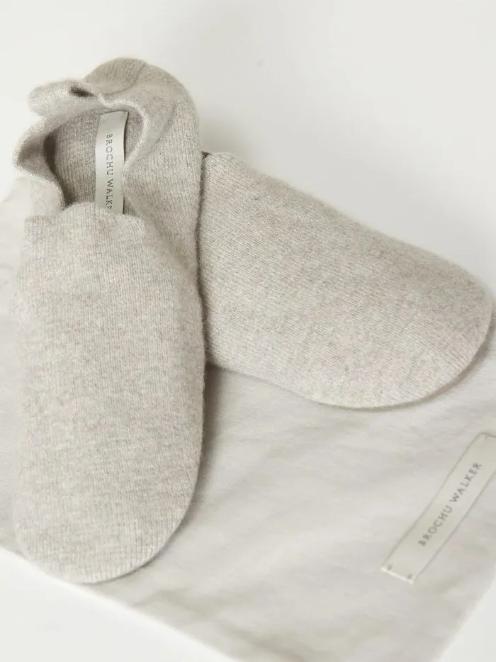 The Luxe Slipper Socks With Vegan Suede Light Chia Melange Women Brochu Walker Loungewear