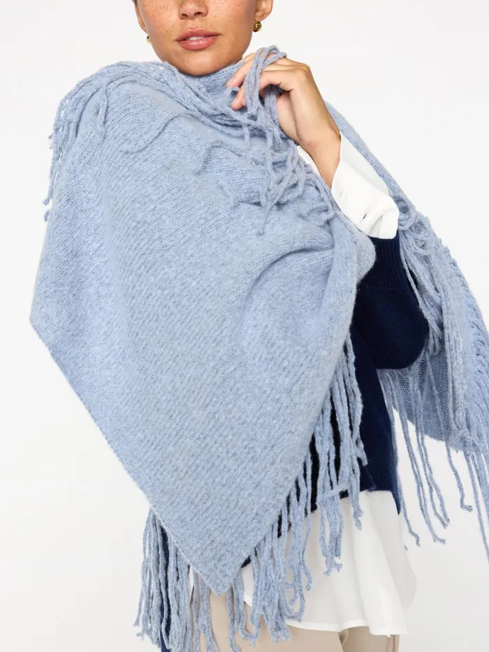 The Thela Fringe Wrap Lucia Blue Mlange Women Brochu Walker Jackets and Wraps