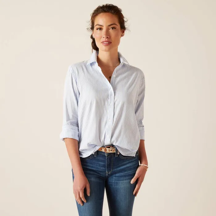 Tiburon Shirt Blue Stripe Women Ariat TShirts and Tops