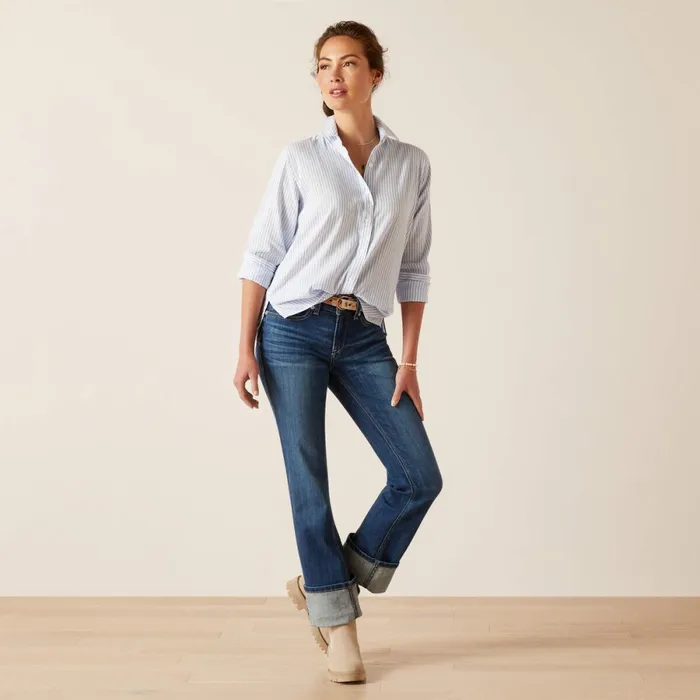 Tiburon Shirt Blue Stripe Women Ariat TShirts and Tops