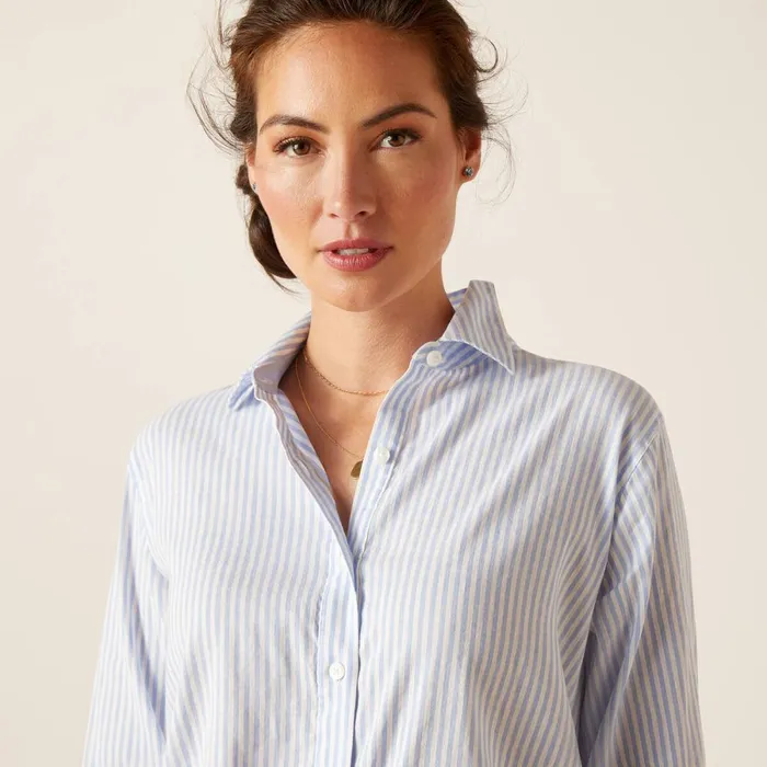 Tiburon Shirt Blue Stripe Women Ariat TShirts and Tops