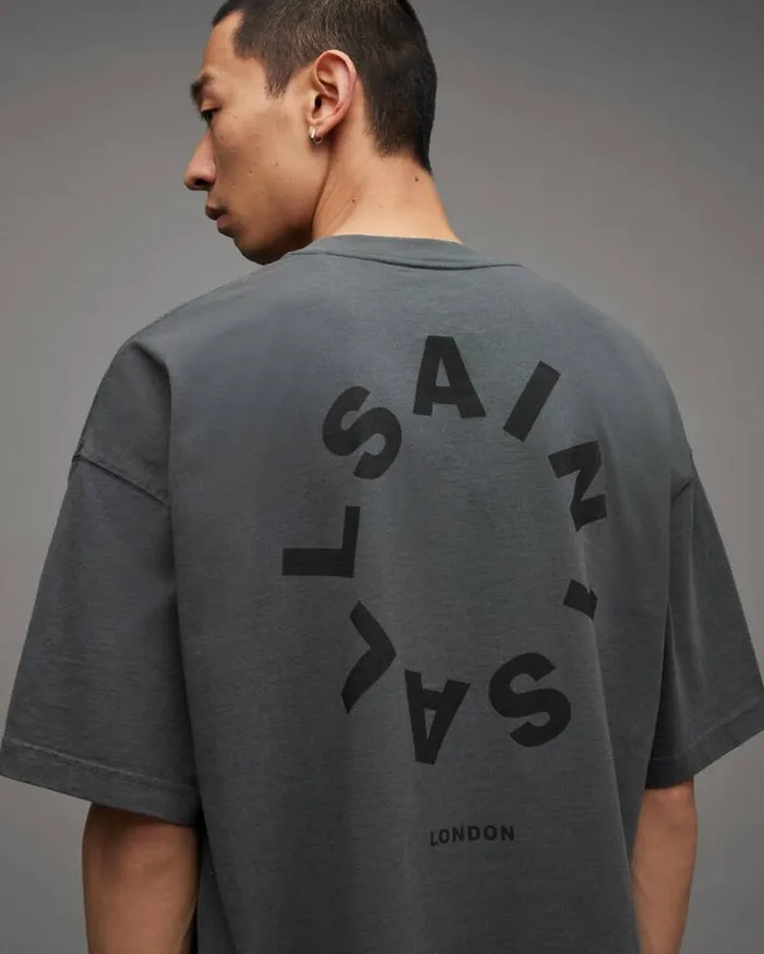 Tierra Oversized Circle Logo TShirt Galaxy Grey Men AllSaints TShirts