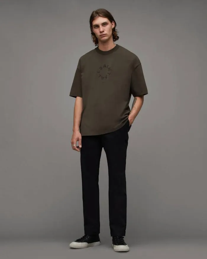 Tierra Oversized Crew Neck Logo TShirt Dark Ivy Green Men AllSaints TShirts