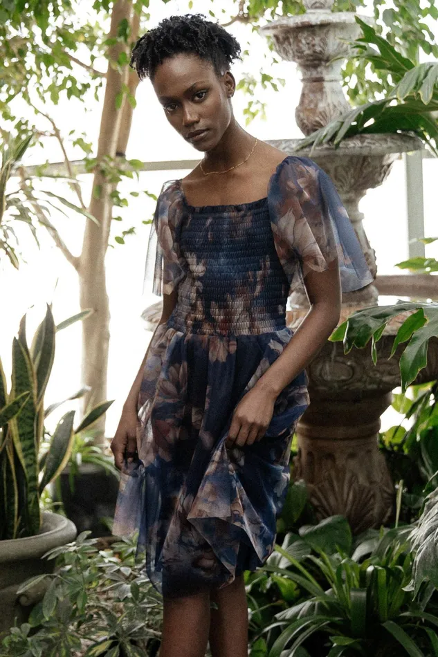 Tivoli Tulle Short Dress Dark Blue Floral Women Baltic Born Wedding Guest Tivoli Tulle Short Dress Dark Blue Floral Women Baltic Born Wedding Guest