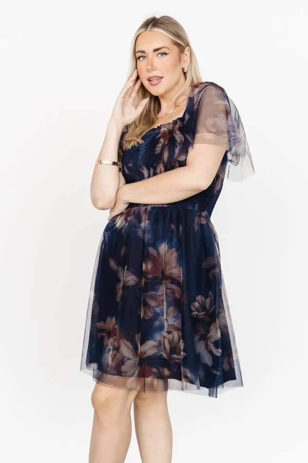 Tivoli Tulle Short Dress Dark Blue Floral Women Baltic Born Wedding Guest Tivoli Tulle Short Dress Dark Blue Floral Women Baltic Born Wedding Guest