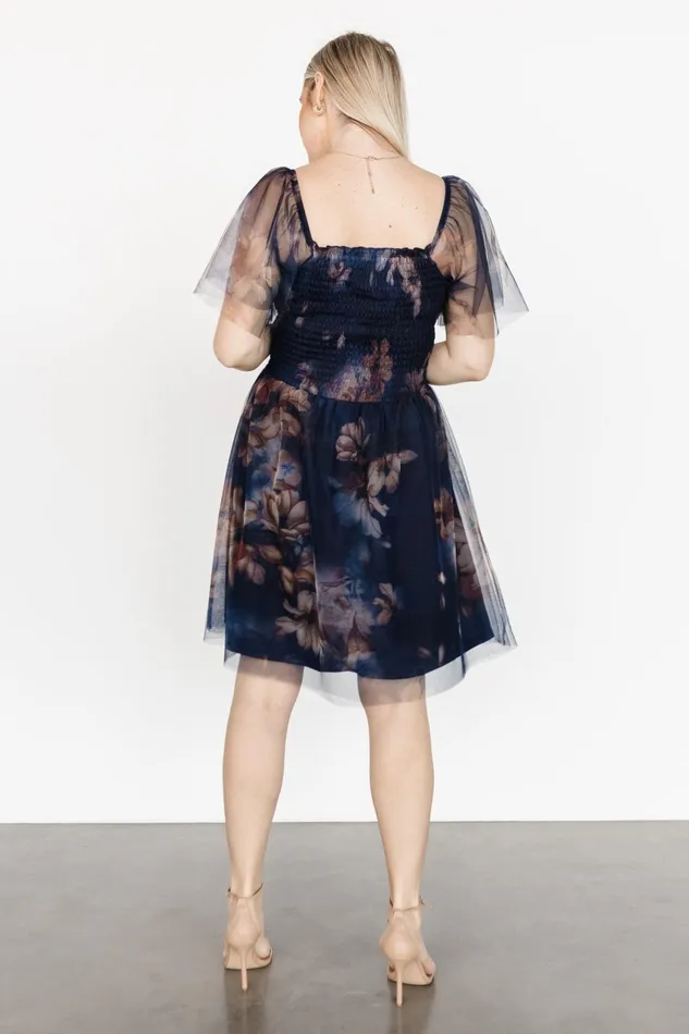 Tivoli Tulle Short Dress Dark Blue Floral Women Baltic Born Wedding Guest Tivoli Tulle Short Dress Dark Blue Floral Women Baltic Born Wedding Guest