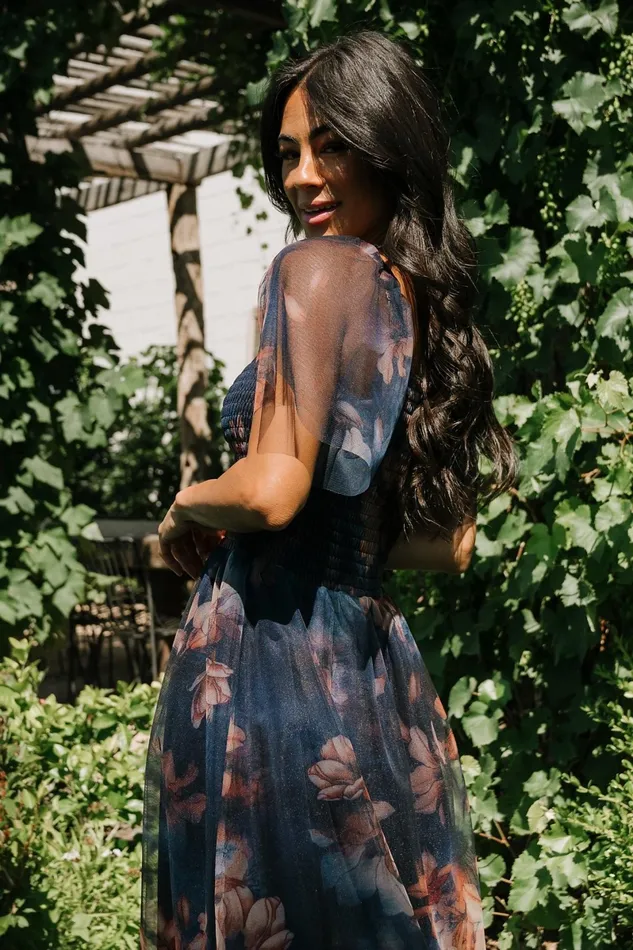 Tivoli Tulle Short Dress Dark Blue Floral Women Baltic Born Wedding Guest Tivoli Tulle Short Dress Dark Blue Floral Women Baltic Born Wedding Guest