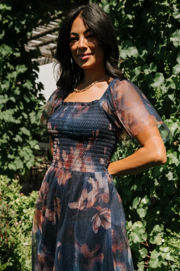 Tivoli Tulle Short Dress Dark Blue Floral Women Baltic Born Wedding Guest Tivoli Tulle Short Dress Dark Blue Floral Women Baltic Born Wedding Guest