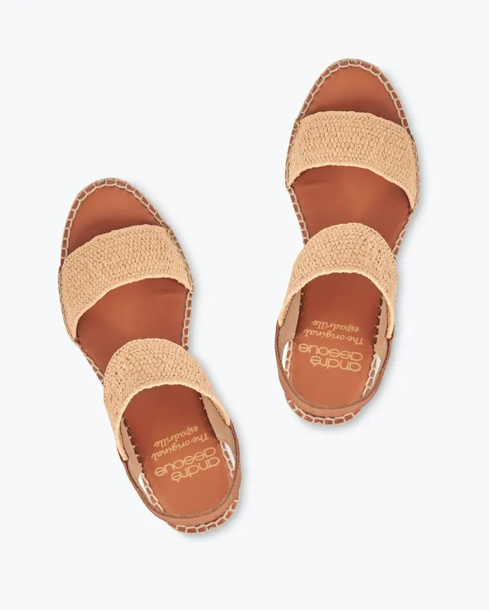 Tommy Bahama Andr Assous Aviana Stretch Espadrille Wedge Sandals Dark Natural Women Shoes and Sandals