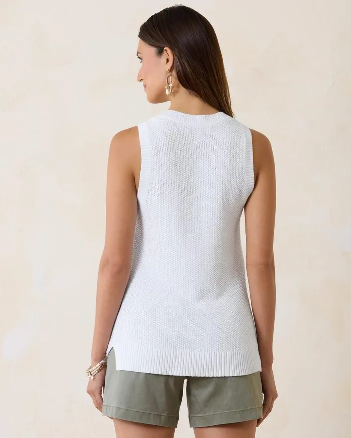 Tommy Bahama Belle Haven Seed Knit Sleeveless Sweater White Women Tops and Shirts