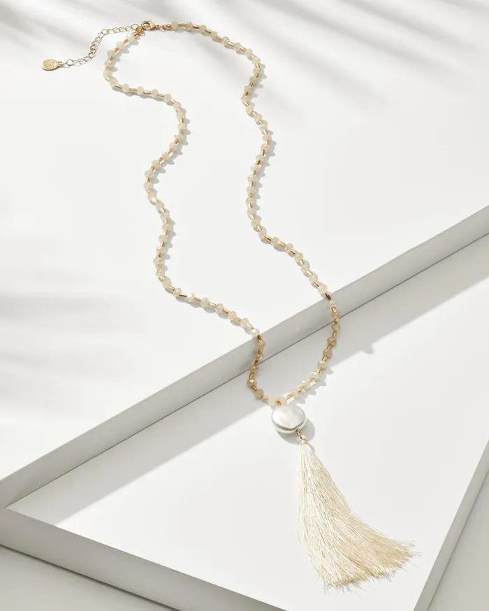 Tommy Bahama Coastal Treasure Pearl Tassel Pendant Necklace Gold Women Jewelry Collections