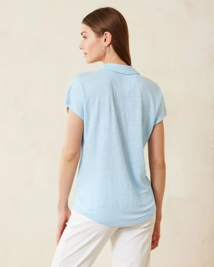 Tommy Bahama Coastalina Orchid Dreams Sleeveless Linen Top Surf Blue Women Tops and Shirts