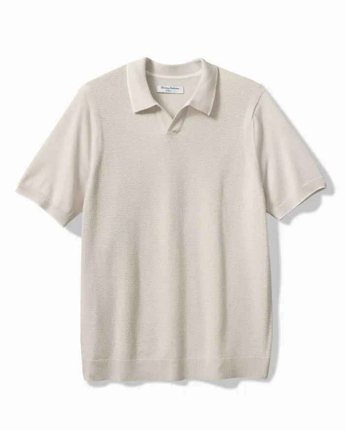 Tommy Bahama Coolside IslandZone Sweater Polo Abalone Men Polos