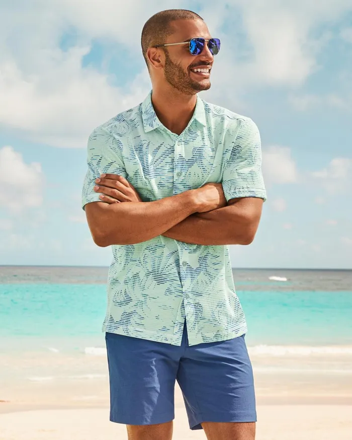 Tommy Bahama Costa Wave Leaves IslandZone ShortSleeve Shirt White Men Shirts