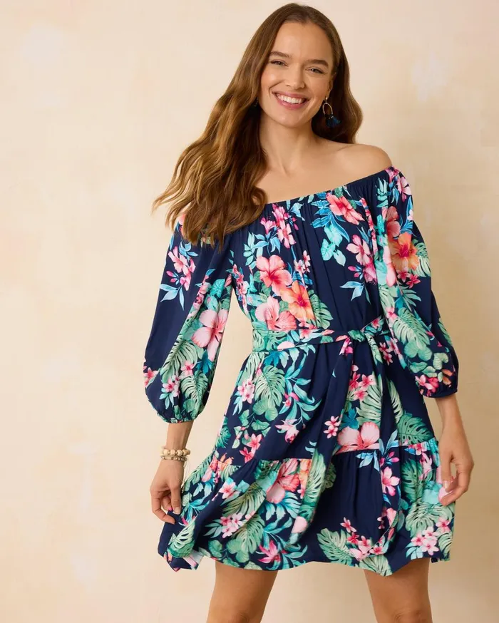 Tommy Bahama Flora Coverup Dress Mare Navy Women Dresses