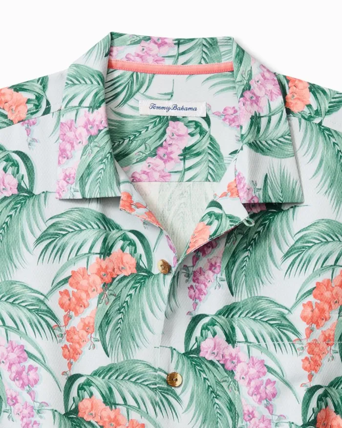Tommy Bahama Frond Showers Silk Camp Shirt Lilac Chiffon Men Shirts