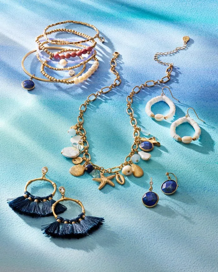 Tommy Bahama Indigo Bay Stackable Stretch Bracelet and Bangle Set Gold Women Jewelry Collections