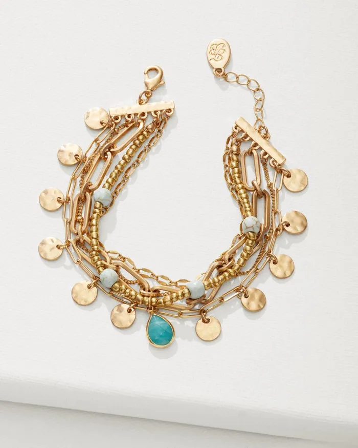 Tommy Bahama Kihei Collection Layered Charm Bracelet Gold Women Jewelry Collections