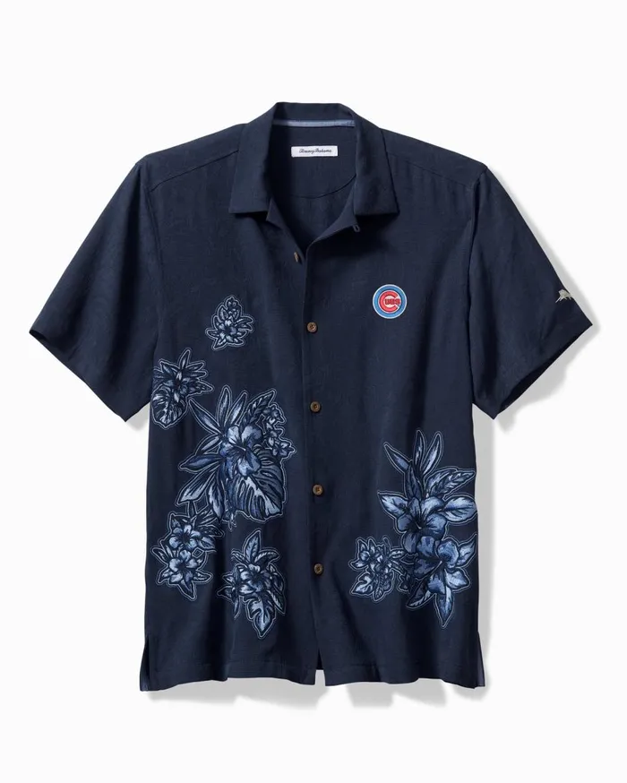 Tommy Bahama MLB Hibiscus Vibrations Silk Camp Shirt Chicagocubs Men Shirts